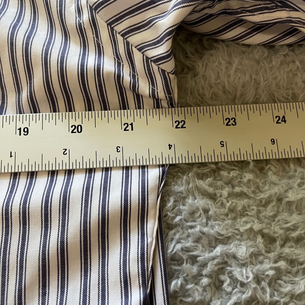 Stafford Executive Mens Short Sleeve Striped Pinpoint Oxford Shirt Blue White L - Picture 4 of 8
